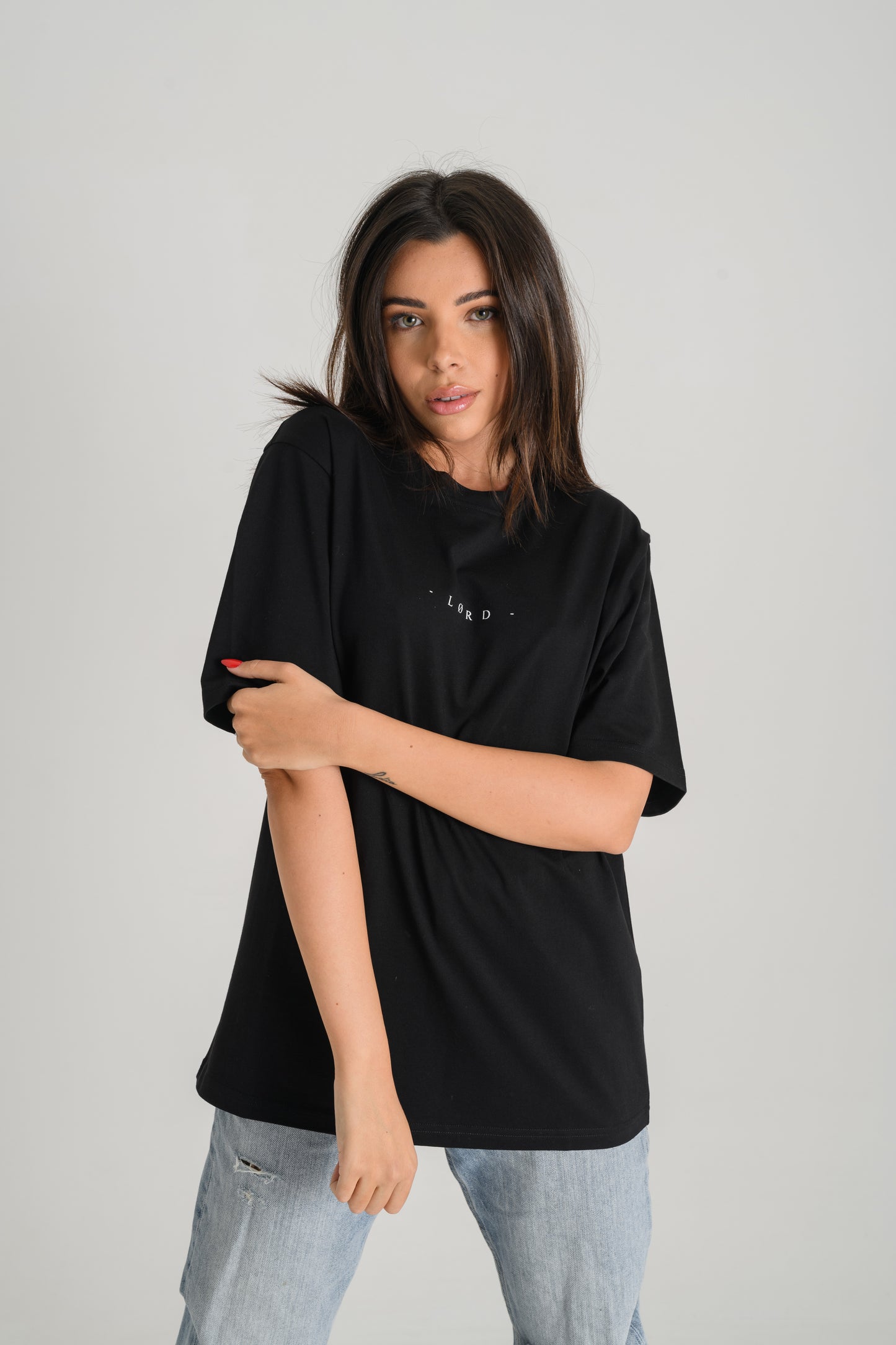 Lørd fingerprint scratches black tee shirt