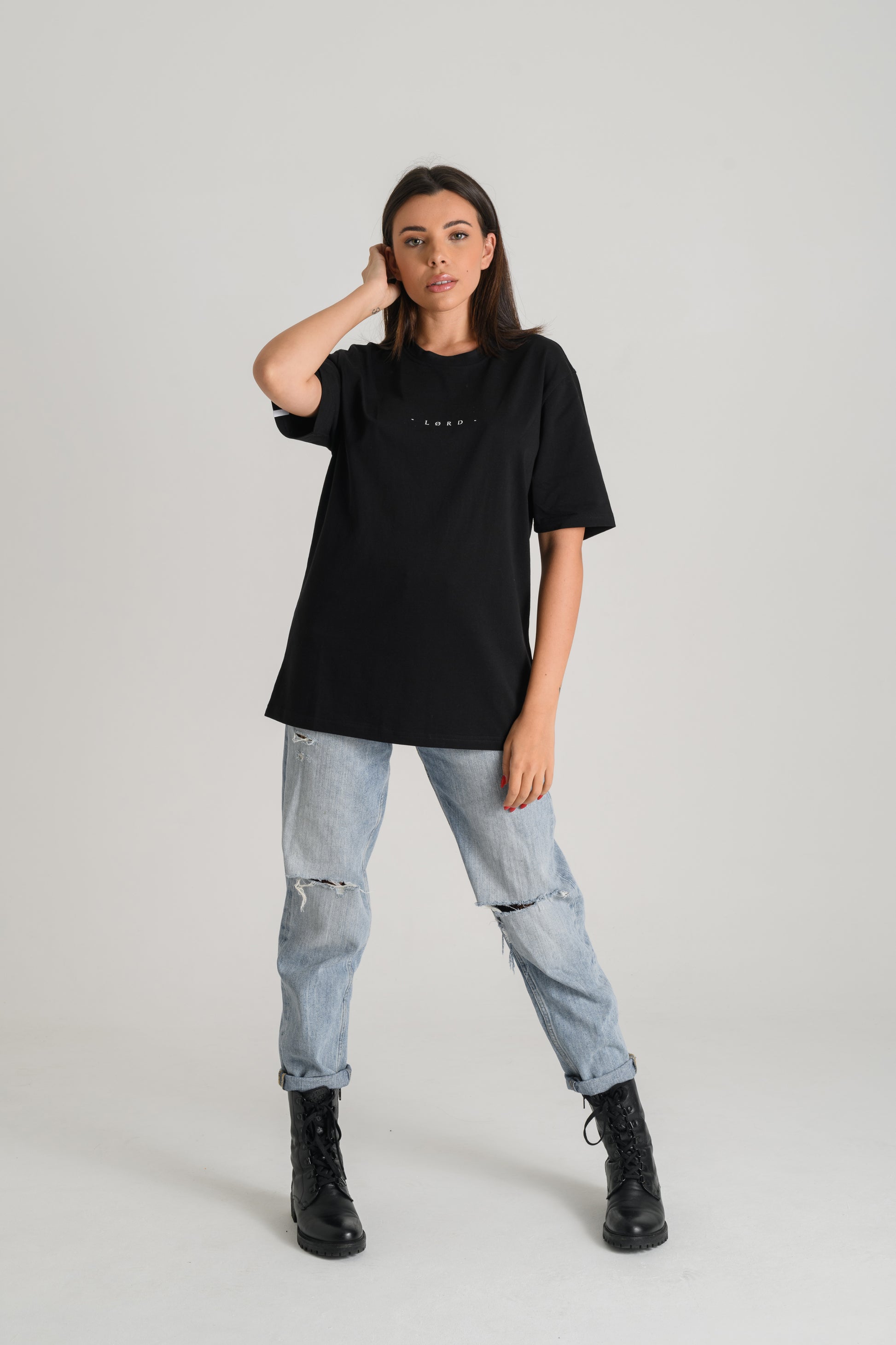 Lørd fingerprint scratches black tee shirt