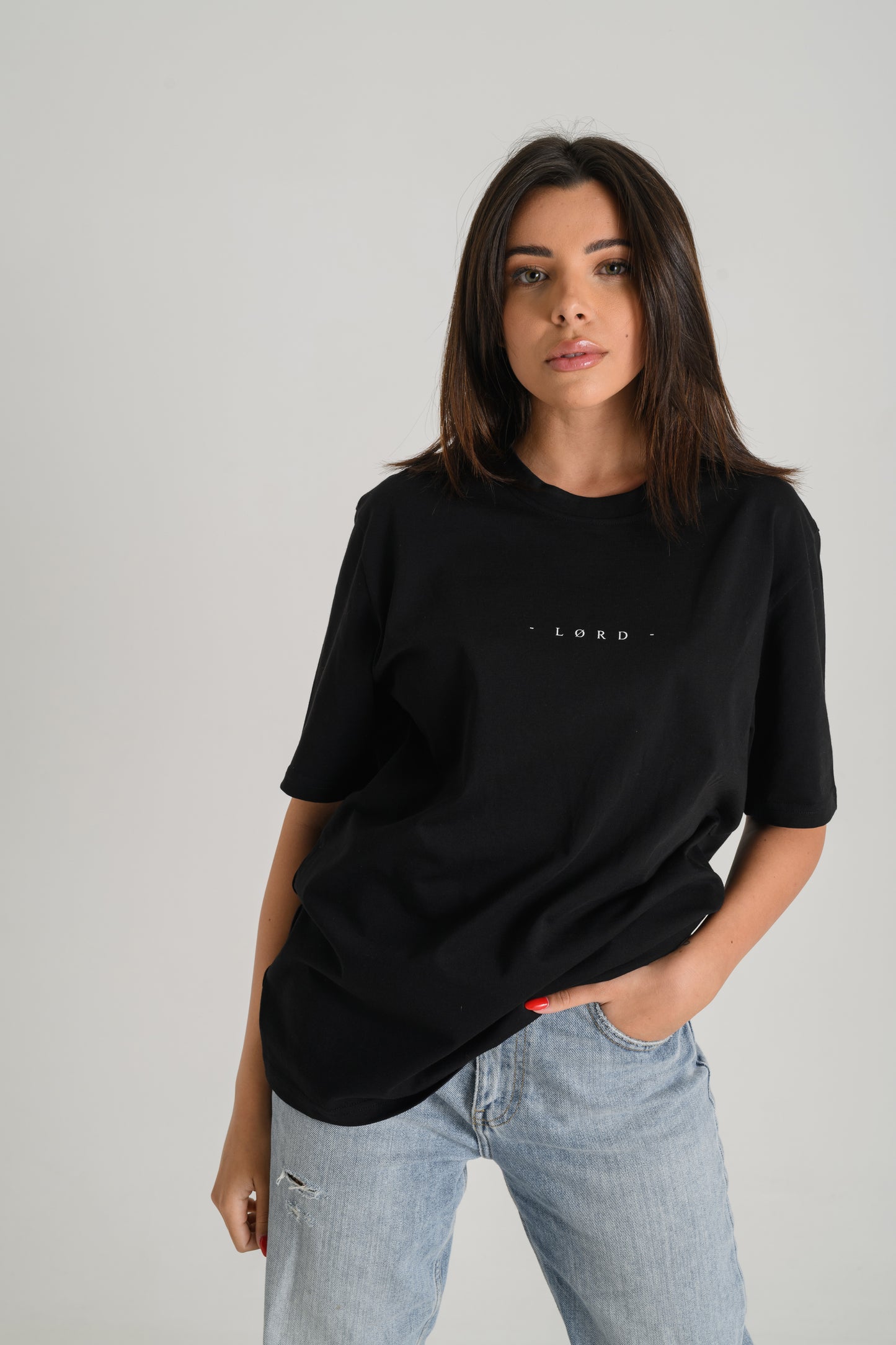 Lørd fingerprint scratches black tee shirt