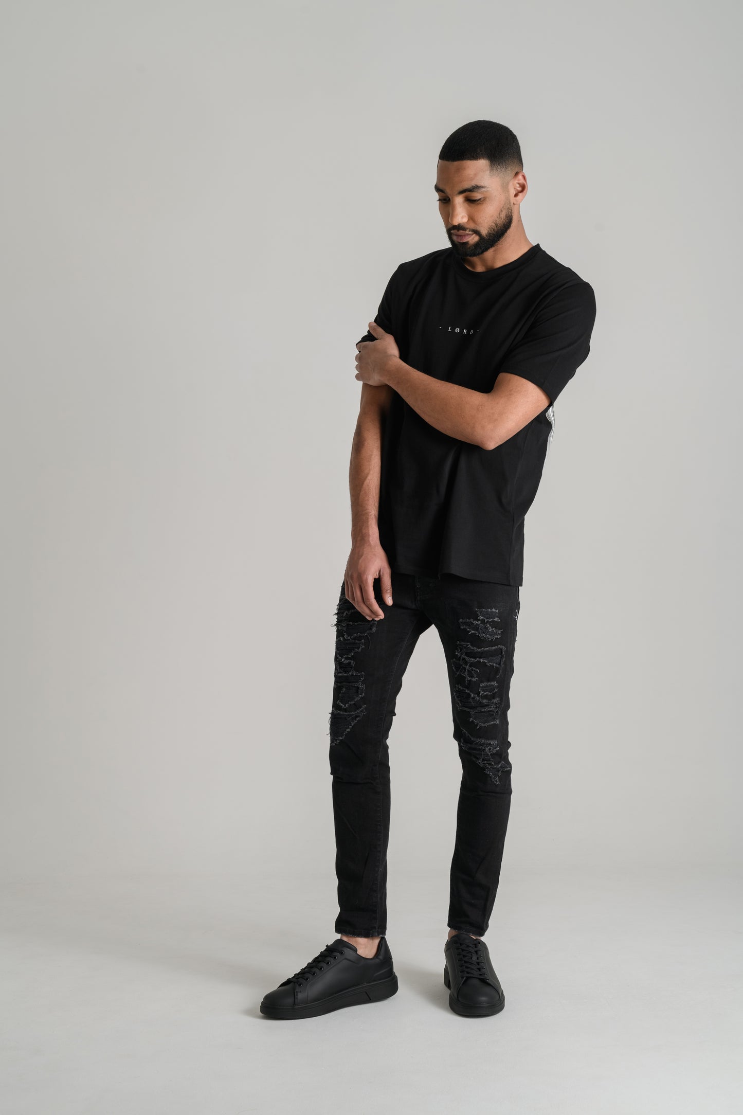 Lørd fingerprint scratches black tee shirt